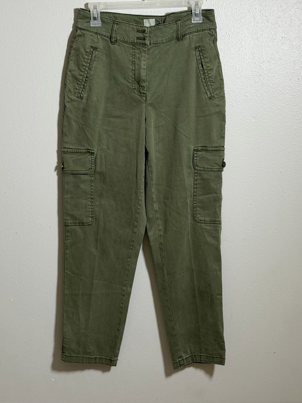 Joie Women Olive Green Baggy Cargo Pants Tapered Cotton Tencel Spandex Utility 6